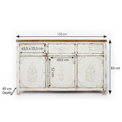 The Attic Texas Solid Wood Sideboard White