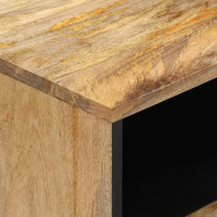 Angle Industrial Iron and  Solid Mango Wood Bedside Table 35