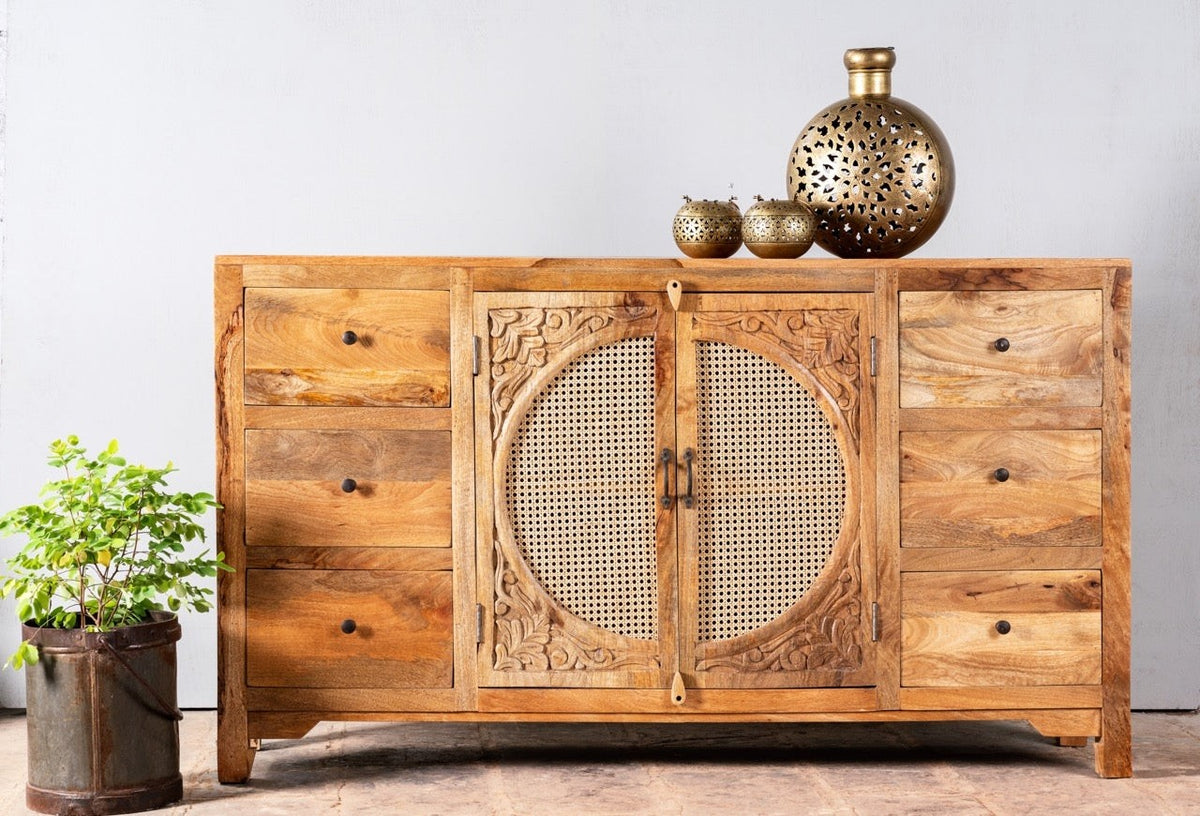 Kalah Hand Carved Solid Wooden Sideboard Buffet 160x40x90cm KLA0122