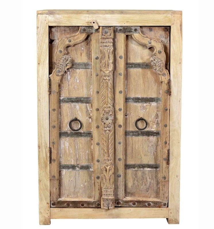 Antique Vintage Doors Cabinet Natural Solid Wood Indian Brocante