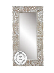 Hand Carved Mirror In a Carved Frame White 75x150 cm