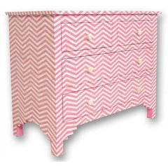 Maaya Bone Inlay Chest of 4 drawers Pink Chevron Zigzag
