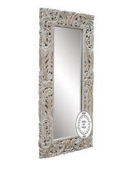 Hand Carved Mirror In a Carved Frame White 75x150 cm