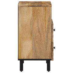 Angle Industrial Iron and  Solid Mango Wood Bedside Table 35
