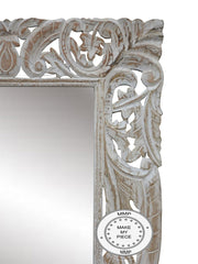 Hand Carved Mirror In a Carved Frame White 75x150 cm