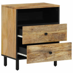 Angle Industrial Iron and  Solid Mango Wood Bedside Table 35