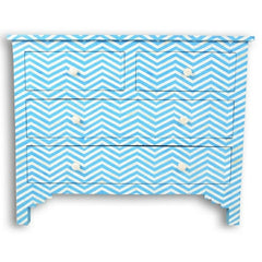 Maaya Bone Inlay Chest of 4 drawers Blue Chevron Zigzag