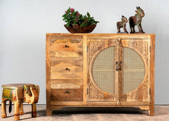 Kalah Hand Carved Solid Wooden Sideboard Buffet 120x40x92cm KLA0123