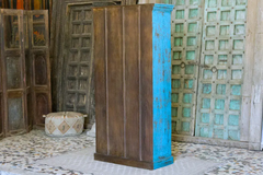 Antique Indian Jali Hand Carved Solid Wooden Bookshelves Bluewash 92x40x181cm A067