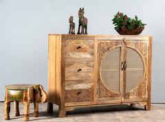 Kalah Hand Carved Solid Wooden Sideboard Buffet 120x40x92cm KLA0123