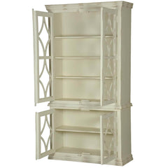 French Arched Diamonds Solid Mango Wood Display Cabinet Armoire With Shelves