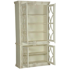 French Arched Diamonds Solid Mango Wood Display Cabinet Armoire With Shelves