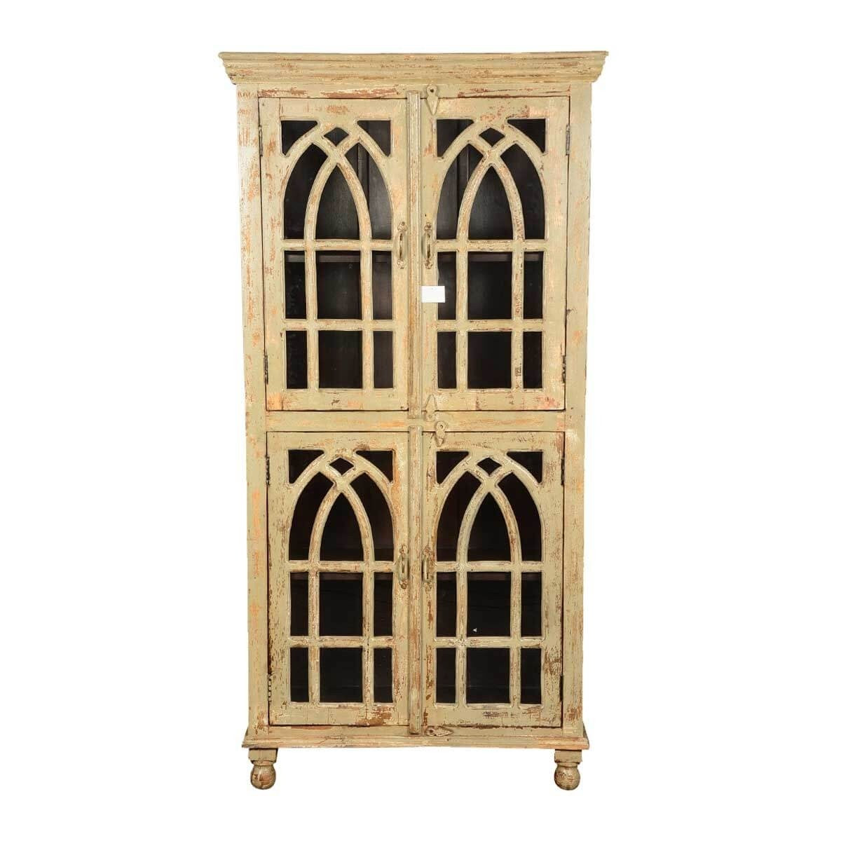 French Arched Indian Mango Wood Wardrobe Cabinet