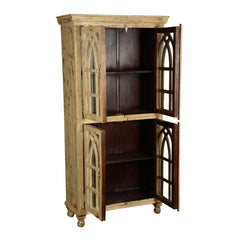 French Arched Indian Mango Wood Wardrobe Cabinet