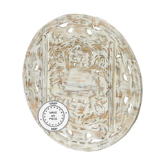 Dynasty Oriental Furniture Round Carved Panel Bedhead Whitewash