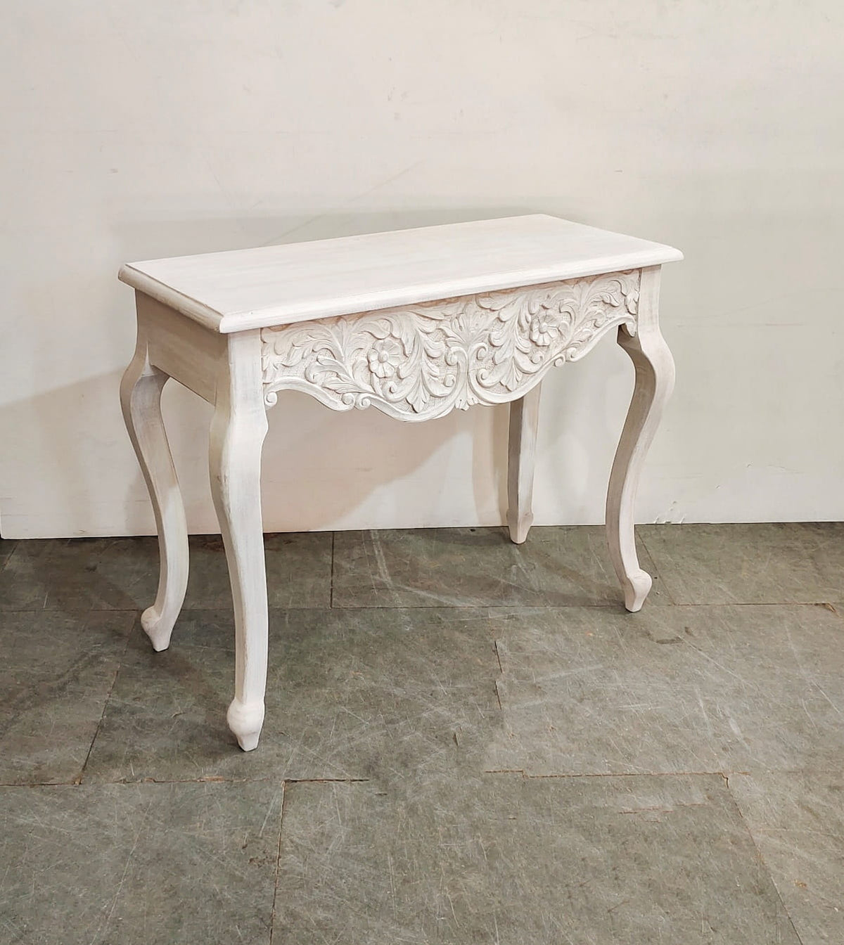 French Arched Hand Carved Indian Solid Wood Console Hall Table