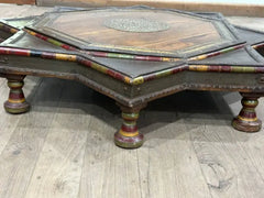 Indian Hand Carved Solid Wood Bajot Coffee Table C58