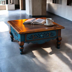 Indian Vintage Hand Carved Solid Wood Coffee Table C120