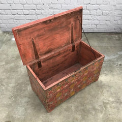 Mughal Hand Painted Indian Solid Wood Anglo Storage Chest