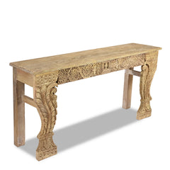 Antique Indian Hand Carved Solid Wood Console Table 02