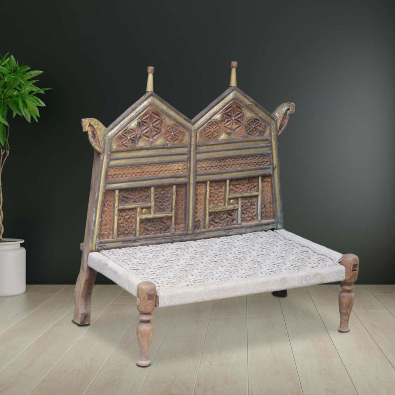Indian Solid Wood Handmade Woven Pidda Chair 06