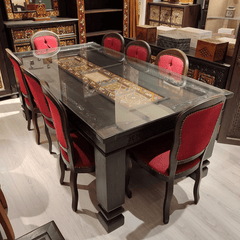 Mughal Hand Painted and Hand Carved Solid Wood Dining Table 6