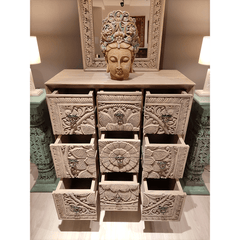 Hand Carved Solid Hard Wood Dresser Chest of Drawers D8