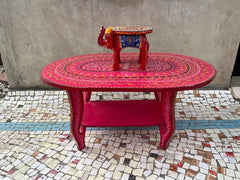 Indian Hand Painted Solid Wood Coffee Table C151