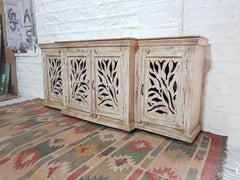 French Arched Hand Carved Indian Solid Wood Long Buffet Sideboard