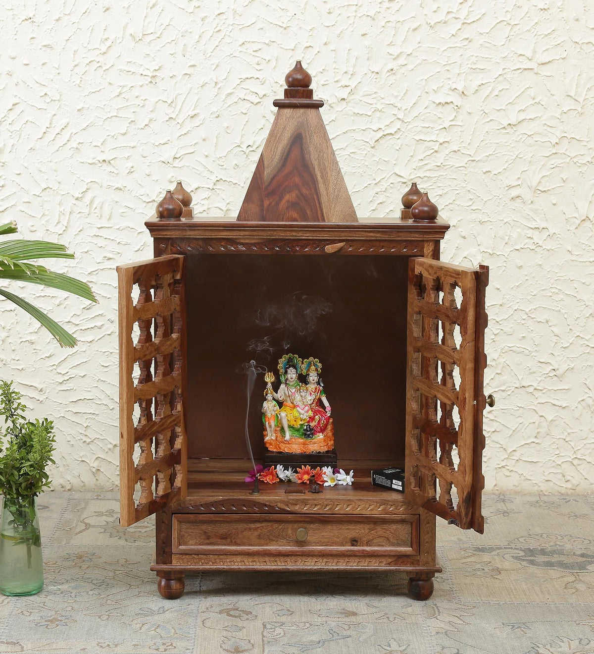 Sheesham Wood Handmade Mandir Home Temple In Natural