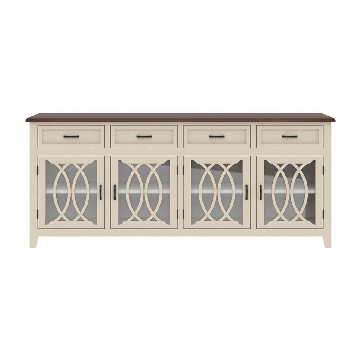 French Arched Indian Solid Wood 4 Drawers Extra Large Long Sideboard