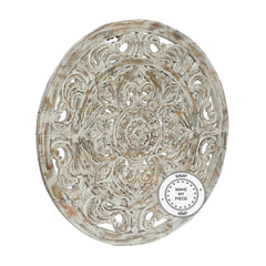 Dynasty Oriental Furniture Round Carved Panel Bedhead Whitewash