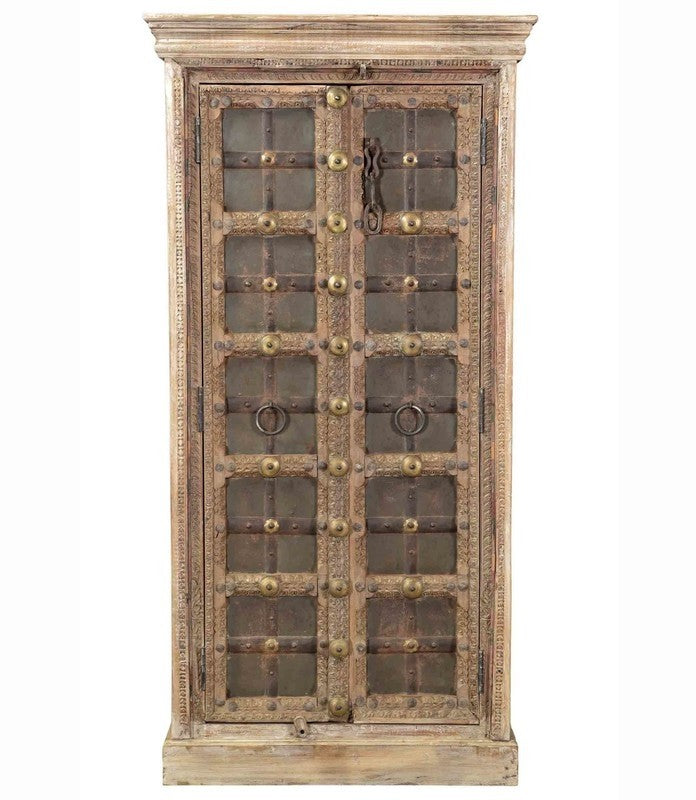 Antique Vintage Doors Cabinet Cabinet Natural Solid Wood Indian Brocante