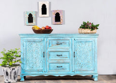 Kalah Hand Carved Solid Wooden Sideboard Buffet 150x40x90cm KLA0125