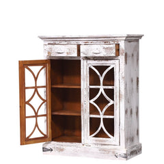 French Reclaimed Wood 2 Drawer Small Rustic Buffet Cabinet