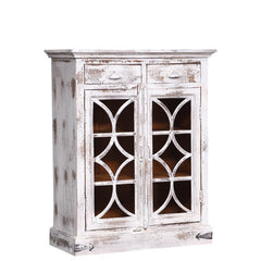 French Reclaimed Wood 2 Drawer Small Rustic Buffet Cabinet