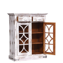 French Reclaimed Wood 2 Drawer Small Rustic Buffet Cabinet