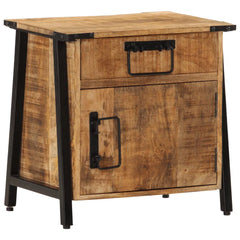 Angle Industrial Iron and  Solid Mango Wood Bedside Table 37