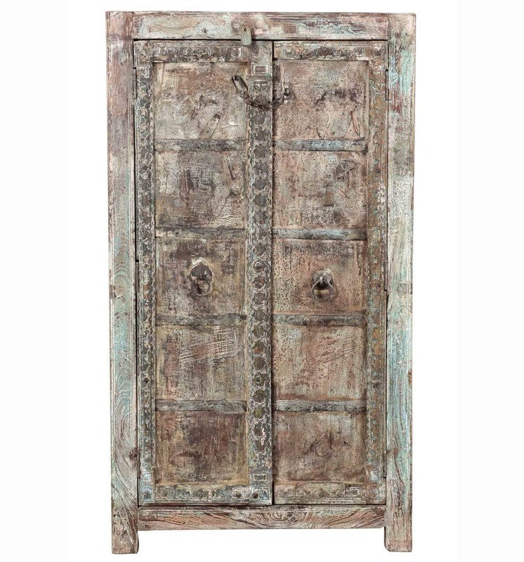 Antique Vintage Doors Cabinet Natural Solid Wood Indian Brocante