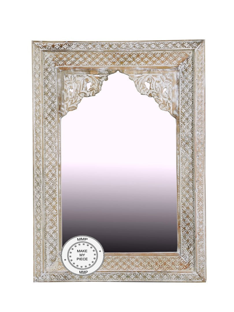 Indian Hand Carved Arch Mirror Frame 84x115 cm