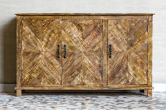 Antique Indian Reclaimed Hand Liberty Solid Wooden Sideboard Brown 150x40x90cm A0324