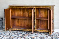 Antique Indian Reclaimed Hand Liberty Solid Wooden Sideboard Brown 150x40x90cm A0324