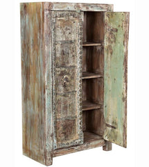 Antique Vintage Doors Cabinet Natural Solid Wood Indian Brocante