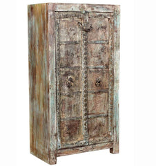 Antique Vintage Doors Cabinet Natural Solid Wood Indian Brocante