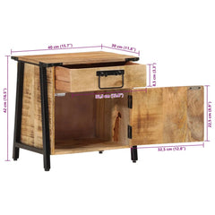 Angle Industrial Iron and  Solid Mango Wood Bedside Table 37