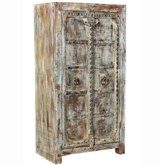 Antique Vintage Doors Large Sideboard Cabinet Natural Solid Wood And Metal Indian Brocante