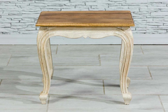 Indian Hand Carved French Indian Solid Wooden Coffee Table Whitewash 52x38x45cm