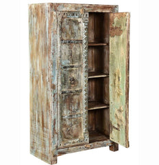 Antique Vintage Doors Large Sideboard Cabinet Natural Solid Wood And Metal Indian Brocante