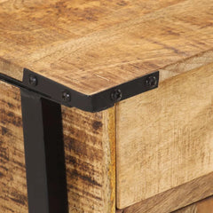 Angle Industrial Iron and  Solid Mango Wood Bedside Table 37