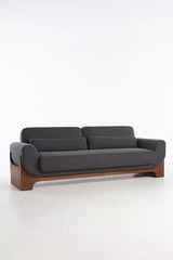 The Gileteen Solid Wood Frame Breathable Fabric Sofa Couch Modern Living Room Dark Grey